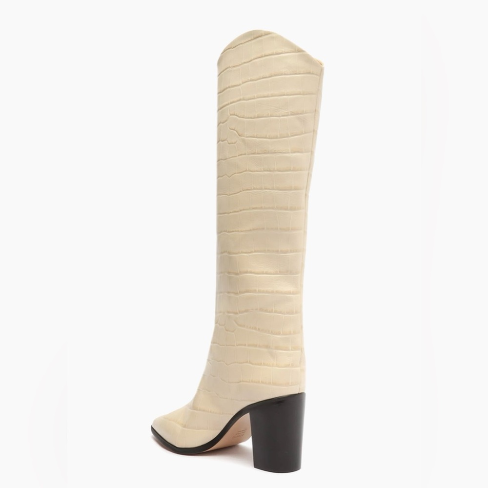 Maryana Block Crocodile-Embossed Leather Boot, size 6.5, BRAND NEW